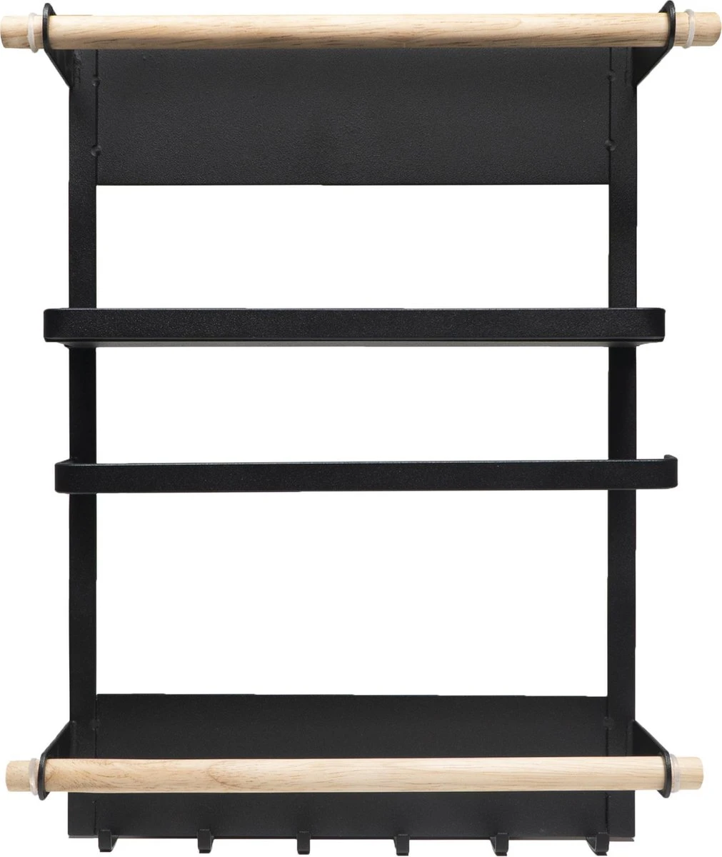 QUVIO Keukenrekje Van Metaal Magnetisch - Kruidenrek - Keuken Opbergrek Voor Kruiden, Handdoeken En Opscheplepels - Zwart 6 QUVIO Keukenrekje Van Metaal Magnetisch - Kruidenrek - Keuken Opbergrek Voor Kruiden, Handdoeken En Opscheplepels - Zwart - Afbeelding 4