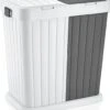 Sumpas - Wasmand - 2 Vakken - Met Touch Deksel - 80 Liter - Antraciet/Wit - 100% Gerecycled Plastic