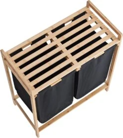 ACAZA Wasmand Met 2 Uitschuifbare Waszakken - Wassorteerder - 44 Liter - Bamboe - 73.5x64.5x33 Cm - Zwart -Winkel Voor Dagelijkse Benodigdheden 1065x1200 5