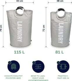 Wonair Wasmand – Wasbox - Wastas - Laundry Wasmand - Opvouwbaar – 81L – Lichtgrijs 17 Wonair Wasmand – Wasbox - Wastas - Laundry Wasmand - Opvouwbaar – 81L – Lichtgrijs -Winkel Voor Dagelijkse Benodigdheden 1075x1200 3