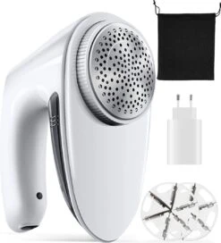 Merkloos Elektrische Pluizenverwijderaar - Draadloos - 2 Extra Opzetstukken - Wit - Ontpluizer - USB - Pluizentondeuse - Textiel En Wol - Inclusief Opbergtas