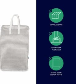 Wonair - Wasmand - Opberger - Organizer - Wastas - Opvouwbaar - Met Hengsel - Grijs - 72L -Winkel Voor Dagelijkse Benodigdheden 1095x1200 11