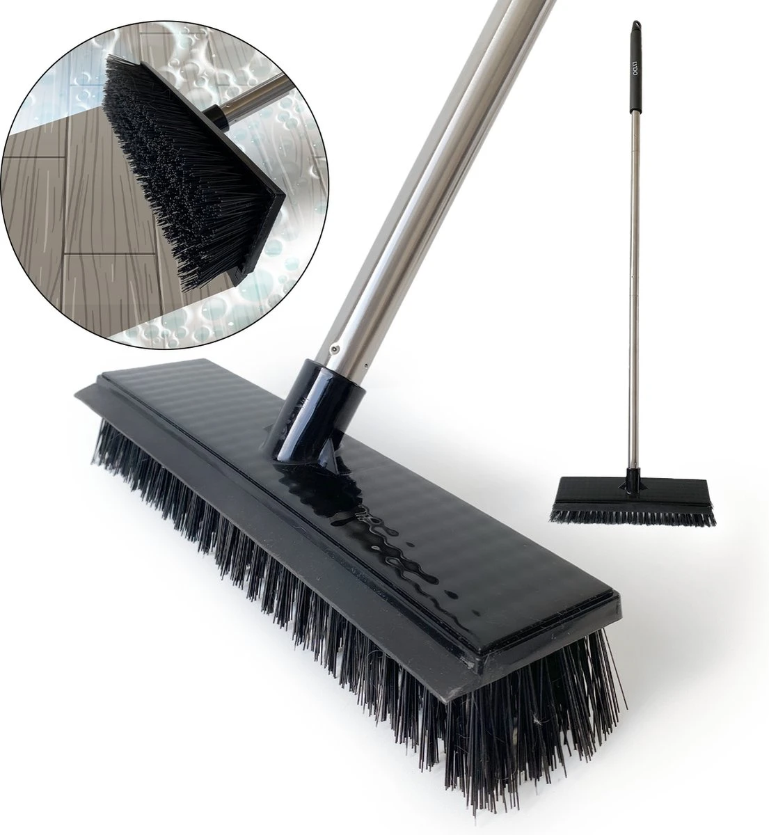 Schrobbezem Zwart Luiwagen Met Steel 120cm - Tuinbezem Straatbezem - Schoonmaak Schrobber Kunststof Harde Bezem - Schrobborstel En Schuurborstel 3 Schrobbezem Zwart Luiwagen Met Steel 120cm - Tuinbezem Straatbezem - Schoonmaak Schrobber Kunststof Harde Bezem - Schrobborstel En Schuurborstel