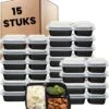 Meal Prep Bakjes - 15 Stuks - 3 Compartimenten - Vershouddoos - Lunchbox - Plastic Bakjes Met Deksel - Magnetronbestendig - Vaatwasserbestendig - Vriezerbestendig