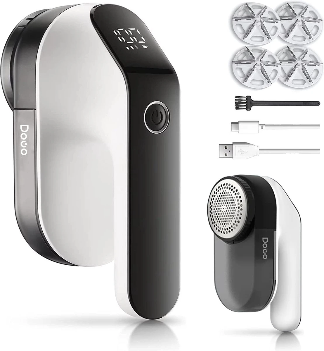 DOWO® - Elektrische Pluizenverwijderaar - Ontpluizer - Draadloos En Oplaadbaar - Pluizentondeuse - 3 Extra Opzetstukken - Zwart 2 DOWO® - Elektrische Pluizenverwijderaar - Ontpluizer - Draadloos En Oplaadbaar - Pluizentondeuse - 3 Extra Opzetstukken - Zwart