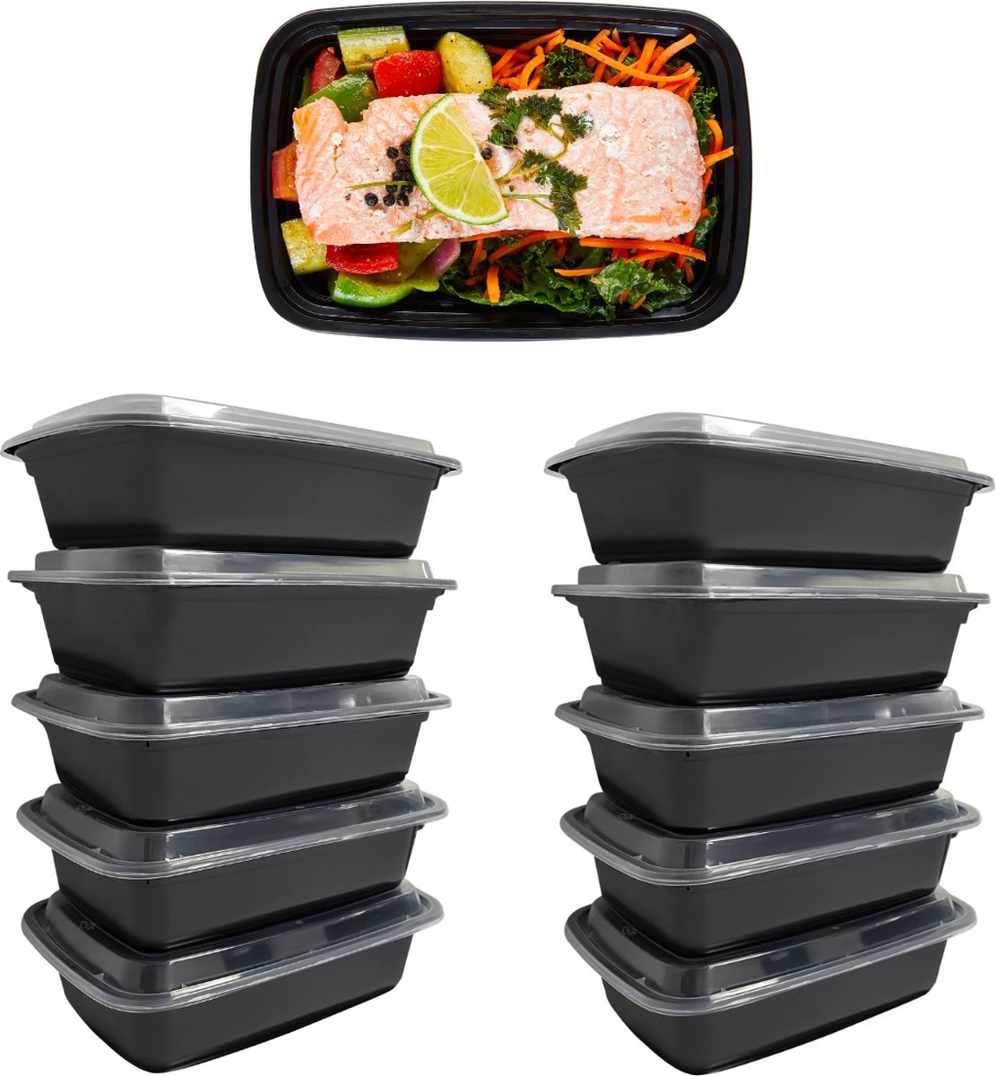 Meal Prep Bakjes - 14 Stuks - 1 Compartiment - Lunchbox - Diepvriesbakjes - Vershoudbakjes - Plastic Bakjes Met Deksel - Magnetron Bakjes Met Deksel - Meal Prep - Vershouddoos - 1L - BPA Vrij 3 Meal Prep Bakjes - 14 Stuks - 1 Compartiment - Lunchbox - Diepvriesbakjes - Vershoudbakjes - Plastic Bakjes Met Deksel - Magnetron Bakjes Met Deksel - Meal Prep - Vershouddoos - 1L - BPA Vrij