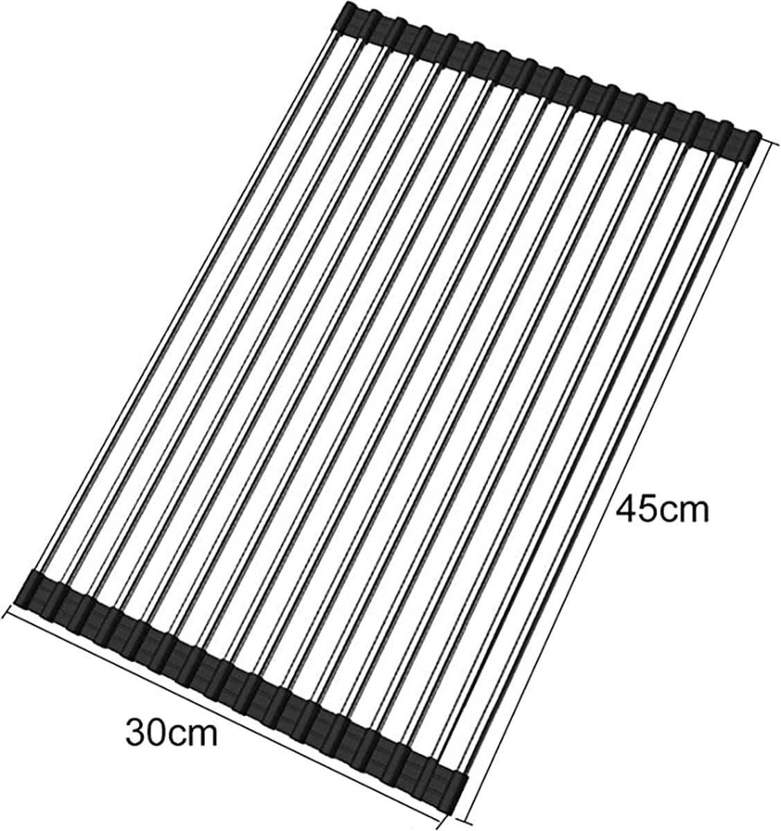 IBright Oprolbare Afdruiprek - Pannen Rooster Hittebestendig - Afdruiprooster - Pannenonderzetter - RVS Zwart 4 IBright Oprolbare Afdruiprek - Pannen Rooster Hittebestendig - Afdruiprooster - Pannenonderzetter - RVS Zwart - Afbeelding 2