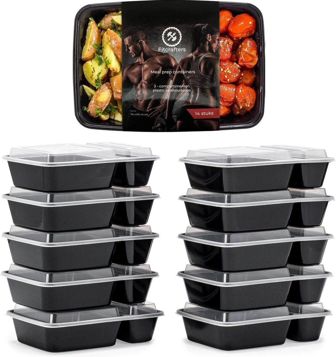 Meal Prep Bakjes - 10 Stuks - 2 Compartimenten - Lunchbox - Diepvriesbakjes - Vershoudbakjes - Plastic Bakjes Met Deksel - Magnetron Bakjes Met Deksel - Meal Prep - Vershouddoos - 1L - BPA Vrij – Fitcrafters 3 Meal Prep Bakjes - 10 Stuks - 2 Compartimenten - Lunchbox - Diepvriesbakjes - Vershoudbakjes - Plastic Bakjes Met Deksel - Magnetron Bakjes Met Deksel - Meal Prep - Vershouddoos - 1L - BPA Vrij – Fitcrafters