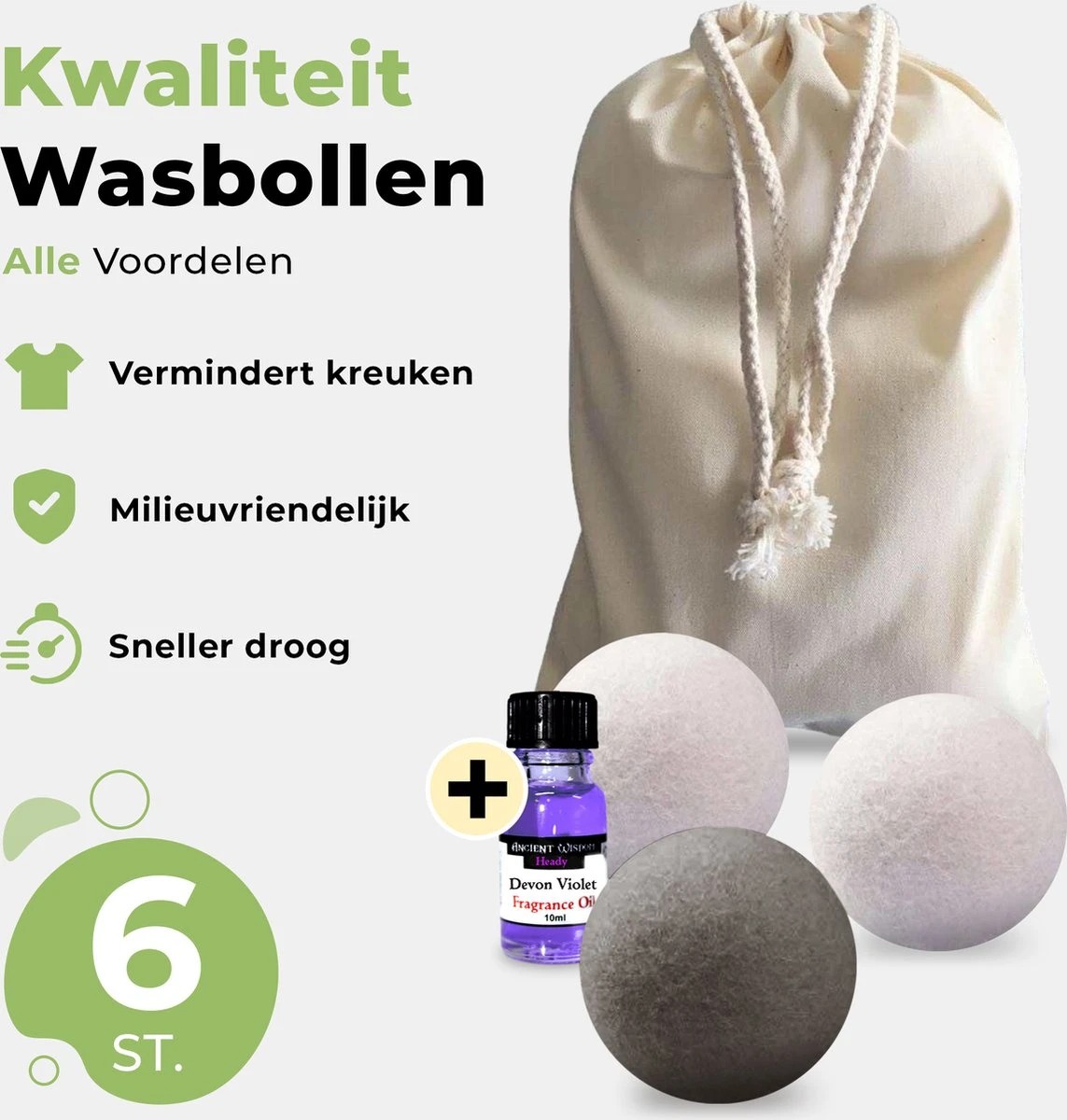 Drogerballen Met Wasparfum - Droogballen - Set Van 6 XL Ballen - Wasdroger Ballen Wol - 100% Nieuw-Zeelands Schapenwol - Wasballen 10 Drogerballen Met Wasparfum - Droogballen - Set Van 6 XL Ballen - Wasdroger Ballen Wol - 100% Nieuw-Zeelands Schapenwol - Wasballen - Afbeelding 8