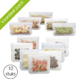 Merkloos Siliconen Vershoudzakken - 10 Stuks - Diepvrieszakken - Lekvrij - Boterhamzak Herbruikbaar - Bewaarzakjes - Duurzaam - Hersluitbaar -Winkel Voor Dagelijkse Benodigdheden 1150x1200