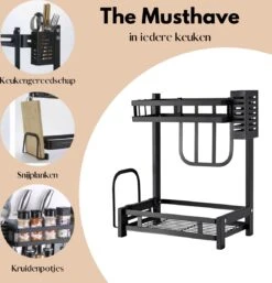 Pazzo Goods - Keuken Organizer - Keukenrek - Zwart - Metaal - 2 Laags - Multifunctioneel - Zwart - -Winkel Voor Dagelijkse Benodigdheden 1154x1200 1