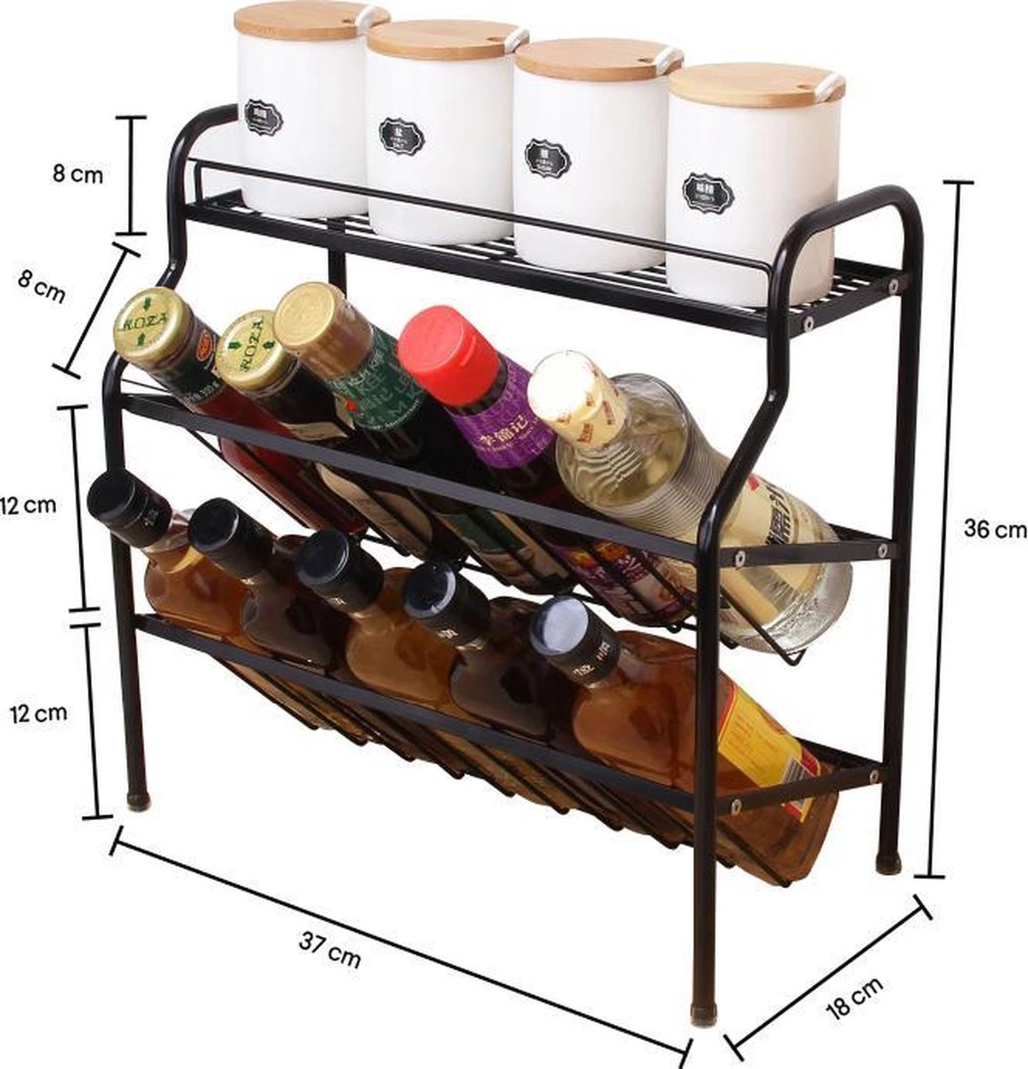 Zindoo Kruidenrek Zwart 3-laags Staand - Specerijen Rek - Kruiden Rek - Duurzaam RVS - Anti Slip Onderzijde - Specerijenstandaard – Keukenorganizer - Spice Rack - Kitchen Rack - Spice Organizer Keukenaccessoire - ZIN-SR05 7 Zindoo Kruidenrek Zwart 3-laags Staand - Specerijen Rek - Kruiden Rek - Duurzaam RVS - Anti Slip Onderzijde - Specerijenstandaard – Keukenorganizer - Spice Rack - Kitchen Rack - Spice Organizer Keukenaccessoire - ZIN-SR05 - Afbeelding 5