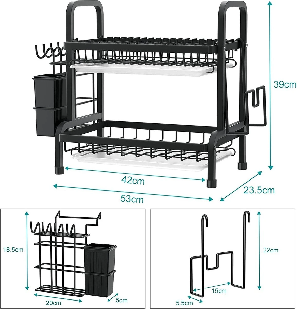 Dish Drying Rack Drainer Afdruiprek Metaal Afvoerafdruiprek Met Druppelbak Black Decker Droogrek Zwart Afdruiprek Brabantiaafdruiprek Metaal Muur 6 Dish Drying Rack Drainer Afdruiprek Metaal Afvoerafdruiprek Met Druppelbak Black Decker Droogrek Zwart Afdruiprek Brabantiaafdruiprek Metaal Muur - Afbeelding 4