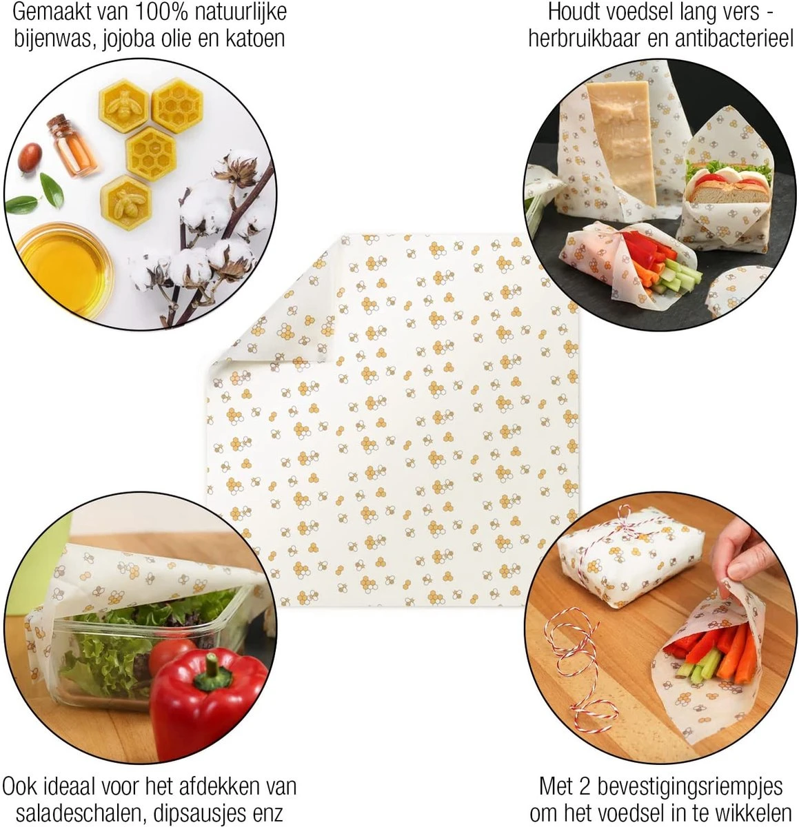 Amazy Bijenwasdoekjes (Set Van 7) - Gemaakt Van 100% Natuurlijke Bijenwas | Duurzaam Alternatief Voor Huishoudfolie En Aluminiumfolie - Voor Fruit, Groenten, Brood, Kaas En Ander Voedsel | Gecertificeerd 5 Amazy Bijenwasdoekjes (Set Van 7) - Gemaakt Van 100% Natuurlijke Bijenwas | Duurzaam Alternatief Voor Huishoudfolie En Aluminiumfolie - Voor Fruit, Groenten, Brood, Kaas En Ander Voedsel | Gecertificeerd - Afbeelding 3