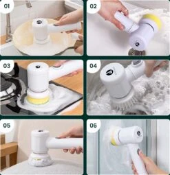 Apeiron Elektrische Schoonmaakborstel - Poetsmachine - Poliermachine - Schrobborstel - Handborstel - Werkborstel - Schrobber - Boorborstel - Wasborstel - Schoonmaakmiddelen - Reinigingsborstel - 3 Opzetstukken -Winkel Voor Dagelijkse Benodigdheden 1164x1200 10