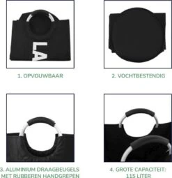 Wonair Wasmand – Waszak – Wassorteerder - Opvouwbaar – Zwart – 115L 11 Wonair Wasmand – Waszak – Wassorteerder - Opvouwbaar – Zwart – 115L -Winkel Voor Dagelijkse Benodigdheden 1164x1200 14