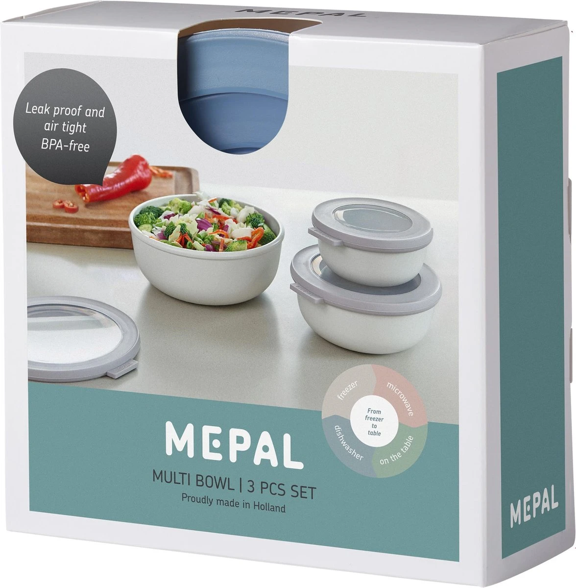 Mepal - Multikom Cirqula 3-delige Set (350 + 750 + 1250 Ml) - Mag In De Vriezer, Magnetron En Vaatwasser – Nordic Green – Meal Prep Bakjes - Bewaardozen Met Deksel 5 Mepal - Multikom Cirqula 3-delige Set (350 + 750 + 1250 Ml) - Mag In De Vriezer, Magnetron En Vaatwasser – Nordic Green – Meal Prep Bakjes - Bewaardozen Met Deksel - Afbeelding 3