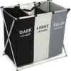 Moderne Wasmand Met 3 Vakken - Aluminium Wassorteerder - Opvouwbaar - 118L - Laundry Basket
