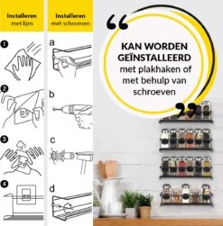 YORGS Kruidenrek Ophangbaar - Kruidenrekje Voor Potjes - Kruidenrekken Hangend 4 Stuks - Zwart - Inc Ophangmateriaal -Winkel Voor Dagelijkse Benodigdheden 1183x1200 5