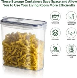 TNM Luxe Luchtdichte Voorraadbussen Set Zwart (4x2,5L), Voorraadpotten, Voedselcontainer Met Deksel, Vershouddoos -Winkel Voor Dagelijkse Benodigdheden 1187x1200 5