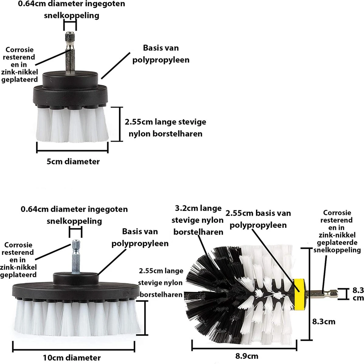 Kibani 9 Delige Borstelset Voor Boormachine - Wit, Rood, Geel - Voor Wielen, Tapijt, Bekleding, Beton En Steen | Schrobborstel – Boorborstel – Schuurborstel - Borstel Boormachine – Schoonmaakborstel – Reinigingsborstel – Tapijtreiniger - Borstelset 10 Kibani 9 Delige Borstelset Voor Boormachine - Wit, Rood, Geel - Voor Wielen, Tapijt, Bekleding, Beton En Steen | Schrobborstel – Boorborstel – Schuurborstel - Borstel Boormachine – Schoonmaakborstel – Reinigingsborstel – Tapijtreiniger - Borstelset - Afbeelding 8