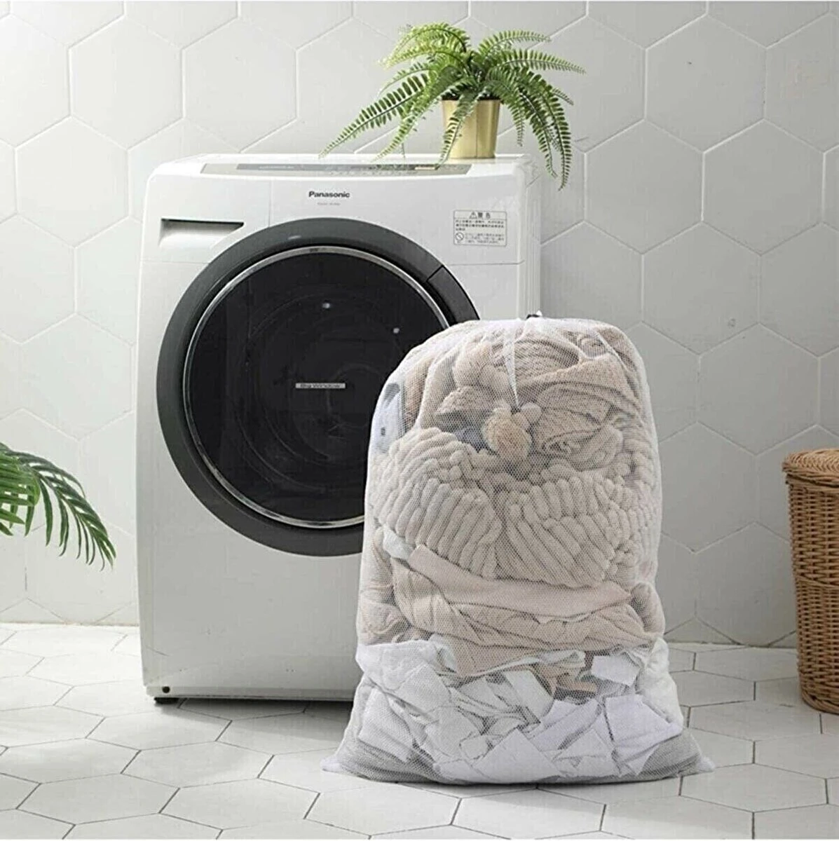 Wasnet Waszak - Groot - XL - 60 X 80 CM - Wit - Treksysteem - Trekbandsluiting - Polyester - Laundry Bag 6 Wasnet Waszak - Groot - XL - 60 X 80 CM - Wit - Treksysteem - Trekbandsluiting - Polyester - Laundry Bag - Afbeelding 4