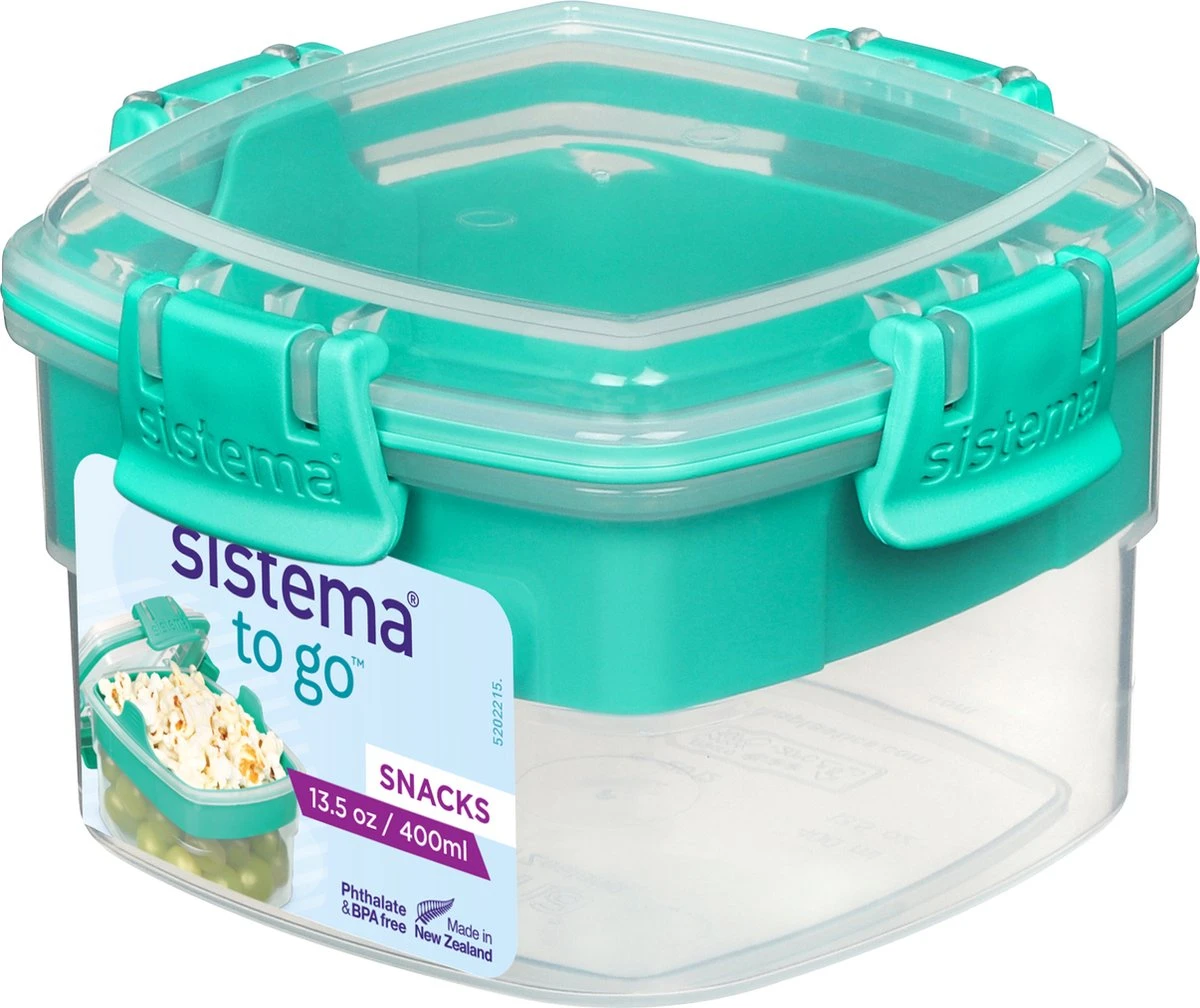 Sistema To Go - Vershouddoos - Snackdoos Minty Teal - 400ml 3 Sistema To Go - Vershouddoos - Snackdoos Minty Teal - 400ml