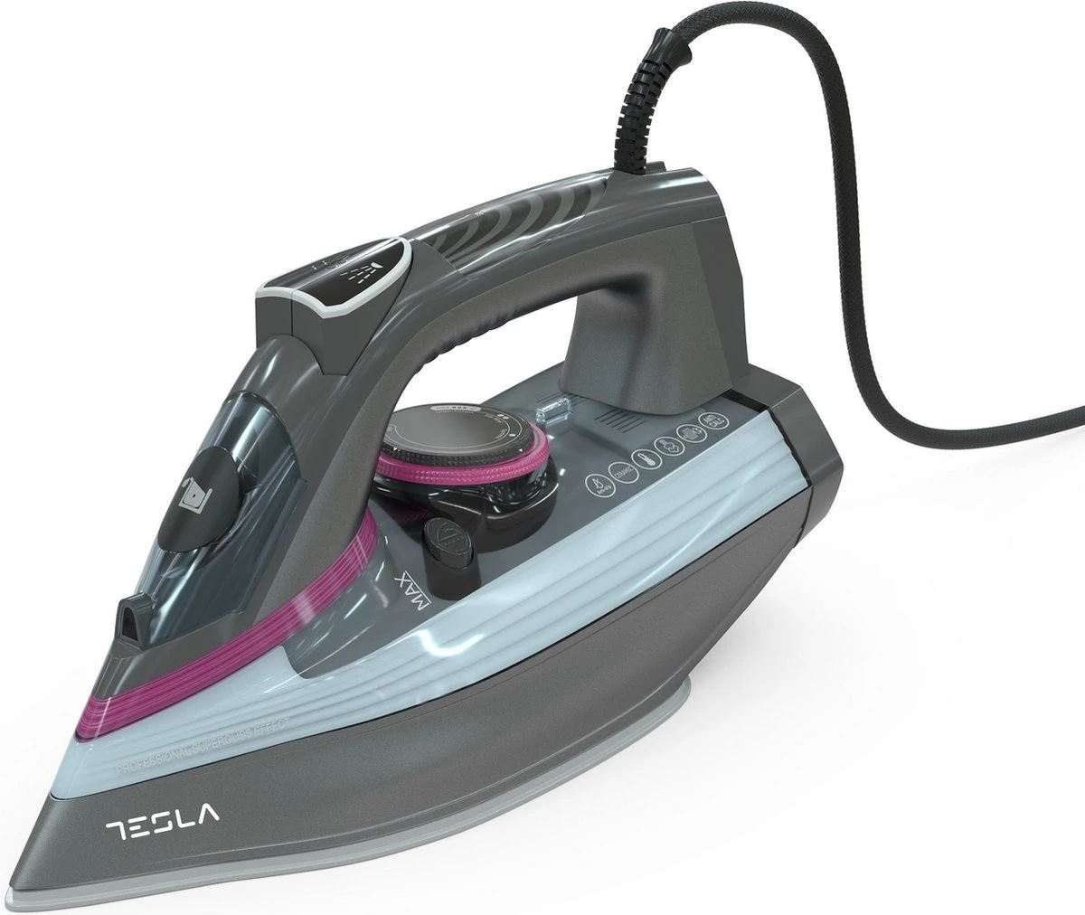 Tesla IR400GP - Droog- & Stoomstrijkijzer - Keramische Zoolplaat - 3100W - Grijs / Paars 3 Tesla IR400GP - Droog- & Stoomstrijkijzer - Keramische Zoolplaat - 3100W - Grijs / Paars