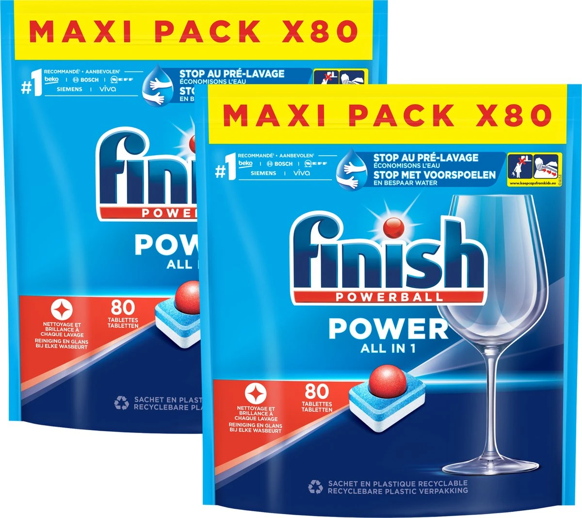 Finish Power All In One Regular Vaatwastabletten - 160 Stuks 3 Finish Power All In One Regular Vaatwastabletten - 160 Stuks