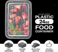 Buxibo - 50 Meal Prep Bakjes - Salade/Lunch Box - Diepvriesbakjes - Vershoudbakjes - Plastic Bakjes Met Deksel - Vershouddoos - Magnetron Vaatwasser Bestendig - 24 Oz/0.7 Liter Inhoud - Herbruikbaar - Kunststof - BPA Vrij - Zwart 16 Buxibo - 50 Meal Prep Bakjes - Salade/Lunch Box - Diepvriesbakjes - Vershoudbakjes - Plastic Bakjes Met Deksel - Vershouddoos - Magnetron Vaatwasser Bestendig - 24 Oz/0.7 Liter Inhoud - Herbruikbaar - Kunststof - BPA Vrij - Zwart -Winkel Voor Dagelijkse Benodigdheden 1200x1073 8