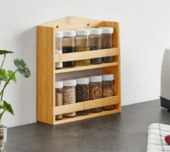 ACAZA Ophangbaar Kruidenrek Met 10 Glazen Kruidenpotjes, Spice Rack, Keuken Rek, Kruiden Organizer Voor Specerijen, Peper, Zout, 26 Cm Breed, Bamboe 10 ACAZA Ophangbaar Kruidenrek Met 10 Glazen Kruidenpotjes, Spice Rack, Keuken Rek, Kruiden Organizer Voor Specerijen, Peper, Zout, 26 Cm Breed, Bamboe -Winkel Voor Dagelijkse Benodigdheden 1200x1075 2