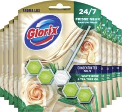 Glorix Aroma Lux Toiletblokken White Rose & Tea Tree Oil - 9 X 55g - Voordeelverpakking