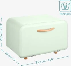 Navaris Metalen Broodtrommel Met Klapdeksel - Vershouddoos Voor Brood - 35 X 24 X 23 Cm - Van Ijzer Met Houten Details In Mintgroen -Winkel Voor Dagelijkse Benodigdheden 1200x1114 3