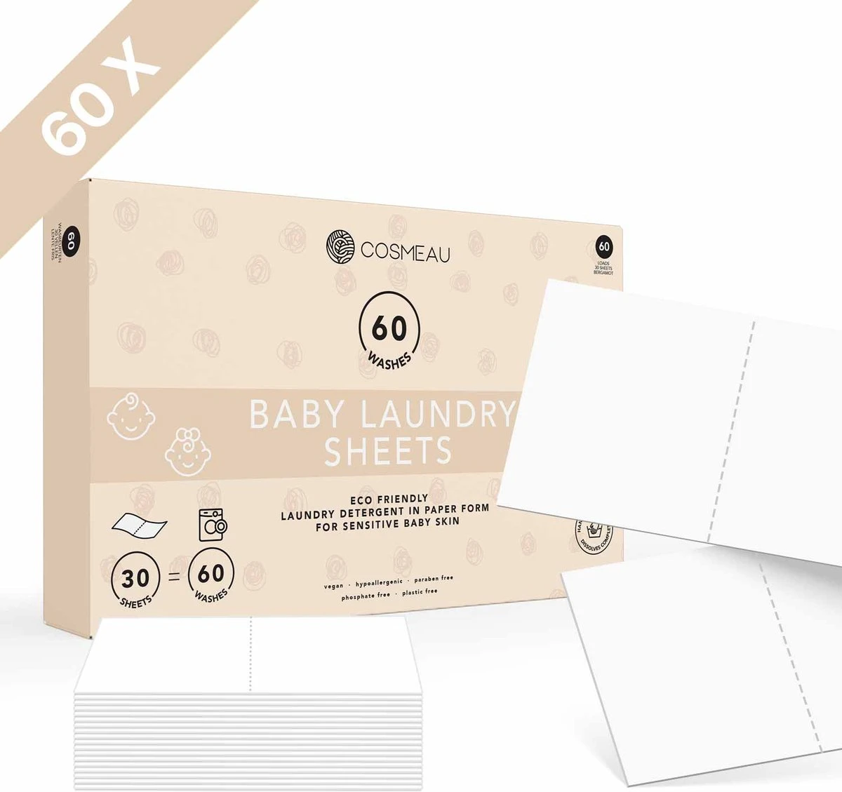 Cosmeau Baby Wasmiddel Wasstrips 60 Wasbeurten Bergamot Wasvellen Detergent Sheets Eco Laundry Strips - Kids Peuters Baby 3 Cosmeau Baby Wasmiddel Wasstrips 60 Wasbeurten Bergamot Wasvellen Detergent Sheets Eco Laundry Strips - Kids Peuters Baby