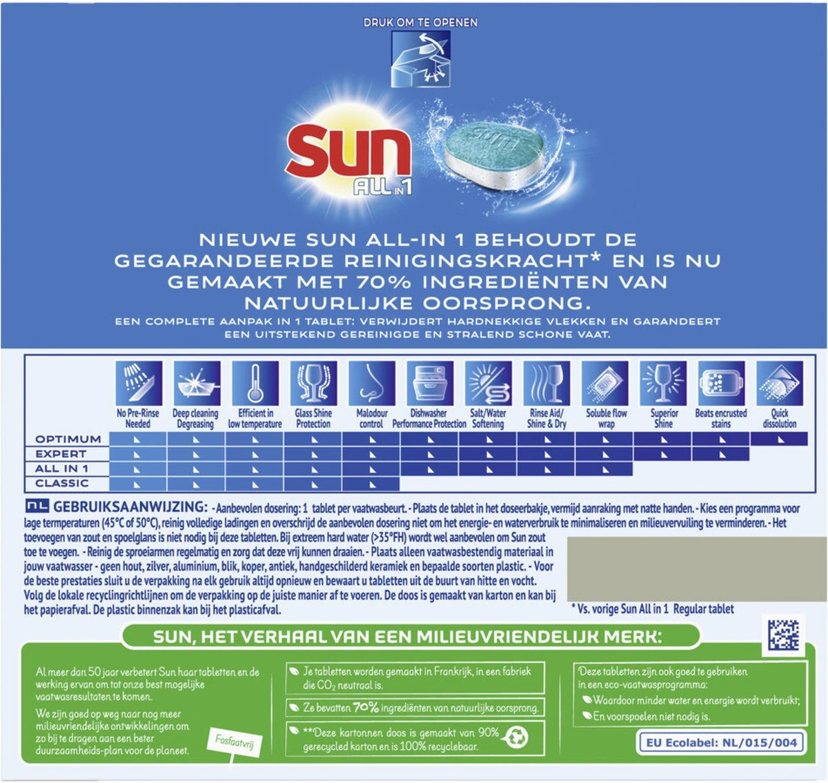 SUN® Sun All-in 1 Normaal Vaatwastabletten - 276 Tabletten - Voordeelverpakking 4 SUN® Sun All-in 1 Normaal Vaatwastabletten - 276 Tabletten - Voordeelverpakking - Afbeelding 2