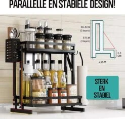 TammaT - Kruidenrek - Kruidenrek Staand - Inklapbare Keukenrek - 3-laags 35x21x56,5CM - Keuken Organizer - Aanrecht Organizer - Keuken Opslag - Roestvrij Staal - Opbergrek - Keuken Organizers - Roestvrij En Krasvrij -Winkel Voor Dagelijkse Benodigdheden 1200x1140 2