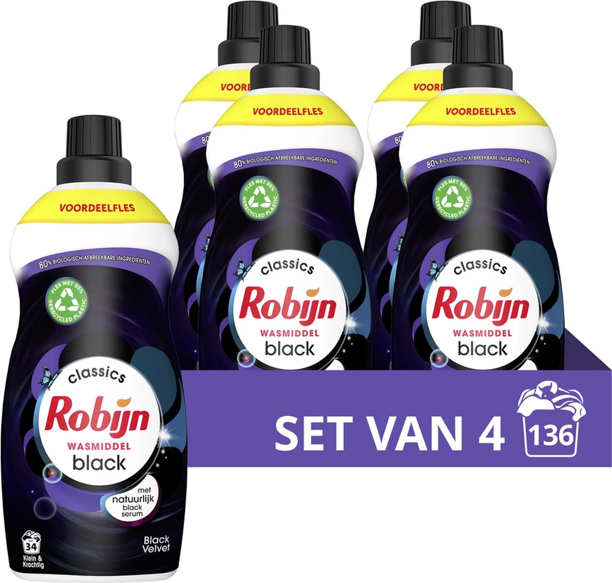 4x Robijn Klein & Krachtig Wasmiddel Black Velvet 1,19 Liter 3 4x Robijn Klein & Krachtig Wasmiddel Black Velvet 1,19 Liter