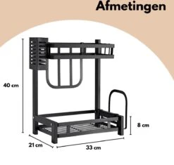 Pazzo Goods - Keuken Organizer - Keukenrek - Zwart - Metaal - 2 Laags - Multifunctioneel - Zwart - -Winkel Voor Dagelijkse Benodigdheden 1200x1144 1