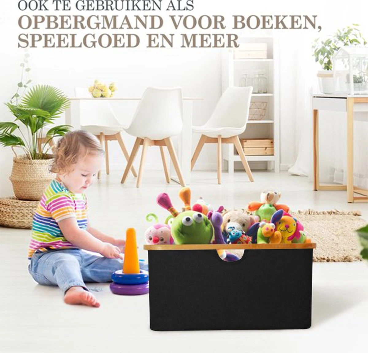 MIRI Opvouwbare Wasmand – Heupwasmand – Zwart – Wasmanden – Opbergmand – Wasbox – 45L – Bamboe – Laundry Basket 8 MIRI Opvouwbare Wasmand – Heupwasmand – Zwart – Wasmanden – Opbergmand – Wasbox – 45L – Bamboe – Laundry Basket - Afbeelding 6