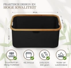 MIRI Opvouwbare Wasmand – Heupwasmand – Zwart – Wasmanden – Opbergmand – Wasbox – 45L – Bamboe – Laundry Basket 15 MIRI Opvouwbare Wasmand – Heupwasmand – Zwart – Wasmanden – Opbergmand – Wasbox – 45L – Bamboe – Laundry Basket -Winkel Voor Dagelijkse Benodigdheden 1200x1150 14