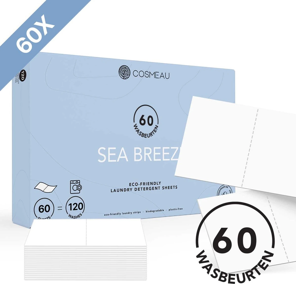 Cosmeau Wasstrips 60 Wasbeurten Zeebries Wasmiddel Wasvellen Wasdoekjes Detergent Sheets Eco Laundry Strips - Plasticvrij Biologisch Eco 3 Cosmeau Wasstrips 60 Wasbeurten Zeebries Wasmiddel Wasvellen Wasdoekjes Detergent Sheets Eco Laundry Strips - Plasticvrij Biologisch Eco