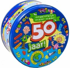 Merkloos 50 Jaar Snoeptrommel/voorraadtrommel 14 X 7,5 Cm - 50e Verjaardag - Abraham/Sarah Cadeau / Versiering -Winkel Voor Dagelijkse Benodigdheden 1200x1160 14