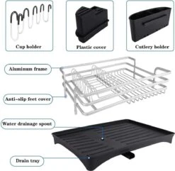 Doogo® Afdruiprek Met Bestekkorf En Lekbak Voor Keukenborden En Bestek Afdruiprek Met Draaibare Uitloop -Winkel Voor Dagelijkse Benodigdheden 1200x1169 16