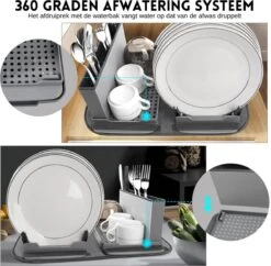 Afdruiprek Met Lekbak - Inclusief Afdruipmat - Opvouwbaar - Afwasrek Met Uitneembare Bestekhouder - Voor Bestek, Borden, Pannen En Schalen -Winkel Voor Dagelijkse Benodigdheden 1200x1176 10