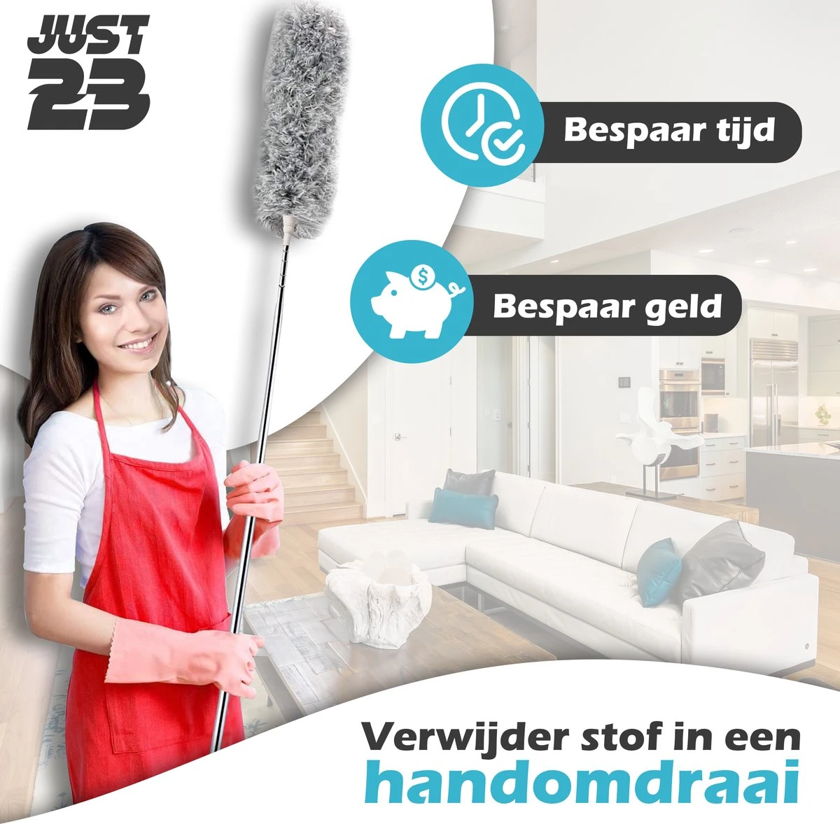 JUST23 Plumeau Uitschuifbaar Met Telescoopsteel – 60 Tot 140 Cm – Ragebol – Stoffer – Duster – Grijs – Incl. Microfiber Doek 9 JUST23 Plumeau Uitschuifbaar Met Telescoopsteel – 60 Tot 140 Cm – Ragebol – Stoffer – Duster – Grijs – Incl. Microfiber Doek - Afbeelding 7