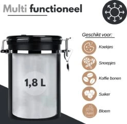 VAIVE Koffieblik - Koffiebus - Koffieblikbewaarblik - Bewaarbus Koffie - Voorraadpotten - Voorraadbussen - Voorraadbus -1.8L -Winkel Voor Dagelijkse Benodigdheden 1200x1179 4
