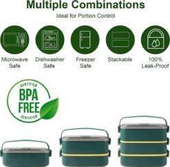 Lunchbox, Bento Box Voor Volwassenen Kinderen, Kinderlunchbox Met Compartimenten, 3-laags Lekvrije Bento-lunchbox Met Vork, Lepel, Geschikt Voor Lunchbox Voor Werk, Kantoor, School (2,25L Groen) 10 Lunchbox, Bento Box Voor Volwassenen Kinderen, Kinderlunchbox Met Compartimenten, 3-laags Lekvrije Bento-lunchbox Met Vork, Lepel, Geschikt Voor Lunchbox Voor Werk, Kantoor, School (2,25L Groen) -Winkel Voor Dagelijkse Benodigdheden 1200x1181
