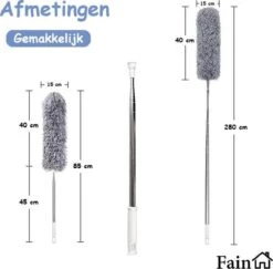 Fain® Plumeau Met Telescoopsteel – Grijs – 80 Tot 280 Cm - Uitschuifbaar – Wasbaar - Flexibel 360° Draaibaar – Duster - Microvezel Ragebol -Winkel Voor Dagelijkse Benodigdheden 1200x1182 12