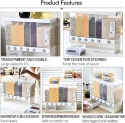 Food Dispensers - Cereal & Noten Dispensers - Rijst Dispensers - 6 Containers - Wit - 13 Food Dispensers - Cereal & Noten Dispensers - Rijst Dispensers - 6 Containers - Wit - -Winkel Voor Dagelijkse Benodigdheden 1200x1183 15