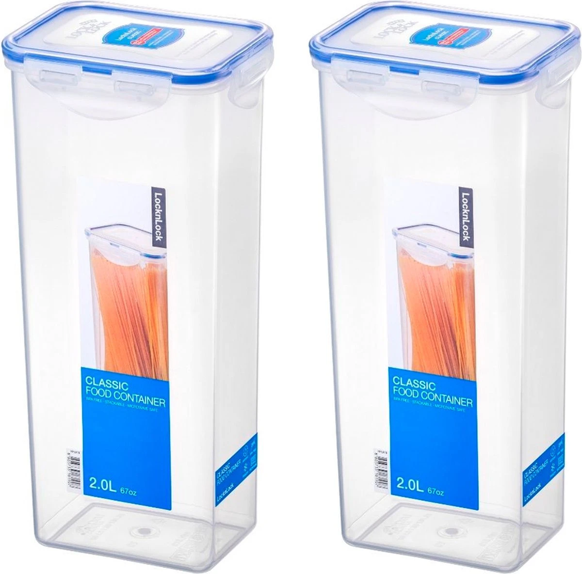Lock&Lock Vershouddoos - Bewaardoos Voedsel - Voorraadpot - Set Van 2 Stuks - Voor Spaghetti/Pasta - 2 Liter - Transparant 4 Lock&Lock Vershouddoos - Bewaardoos Voedsel - Voorraadpot - Set Van 2 Stuks - Voor Spaghetti/Pasta - 2 Liter - Transparant - Afbeelding 2